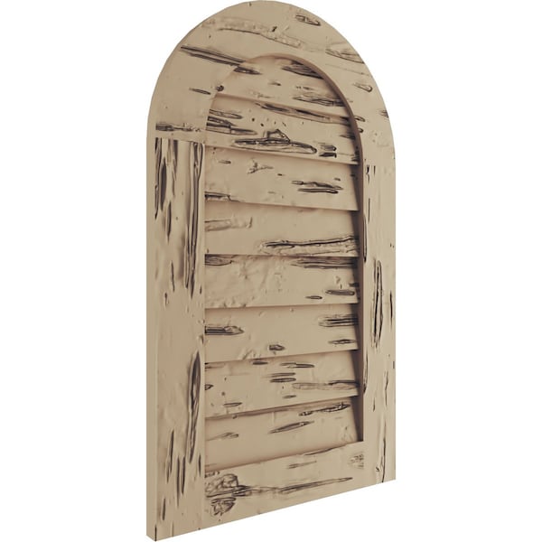 Timberthane Pecky Cypress Round Top Faux Wood Non-Functional Gable Vent, Primed Tan, 22W X 36H